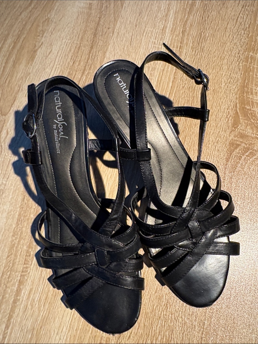 Naturalizer Black Multi-Strap Slingback Sandals